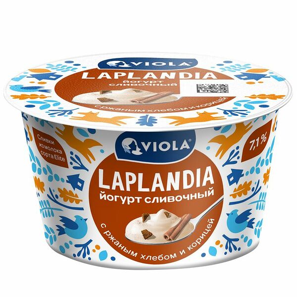Йогурт сливочный Viola Laplandia с ржаным хлебом и корицей 7%, 180г