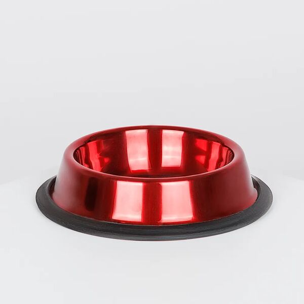 Миска металлическая для собак и кошек, 240 мл, красная