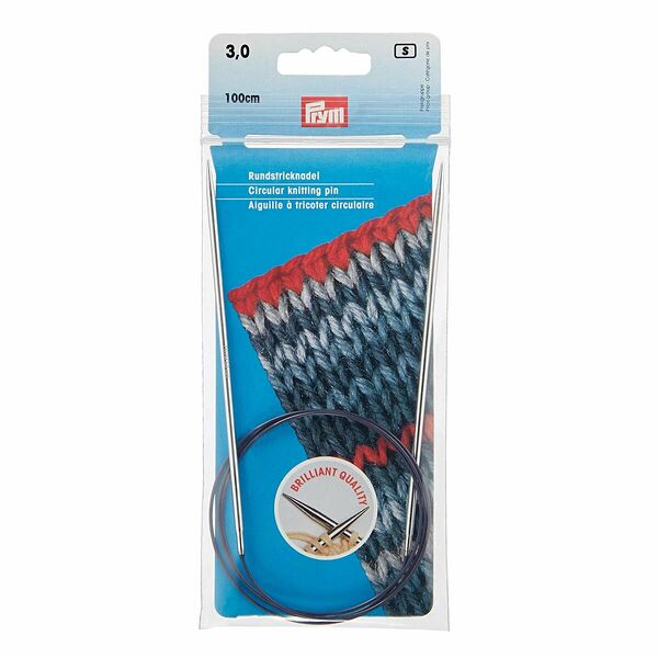 212126 Спицы круговые Prym латунь 100 * 3,0 цв. серебро,упак