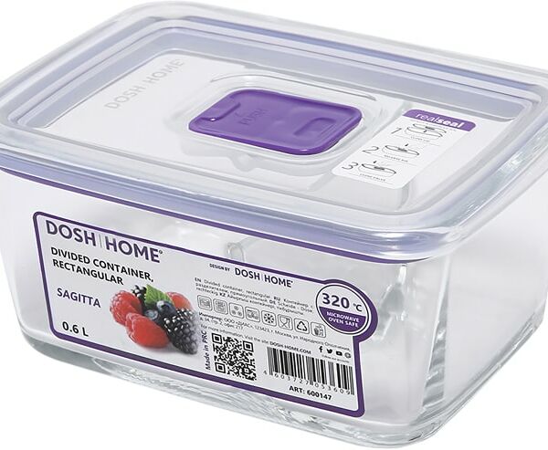Контейнер Dosh Home Sagitta прямоугольный с разделителем 0.6л