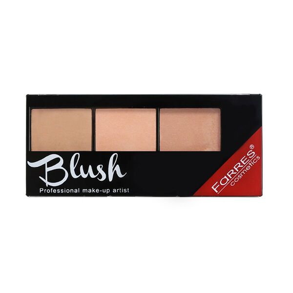 Румяна для лица Farres Blush 3 оттенка + кисть 01 Коричневый / розово-коричневый 11г