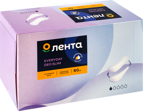 

Прокладки гигиенические Лента Everyday Deo Slim для ежедневного использования 60 шт.
