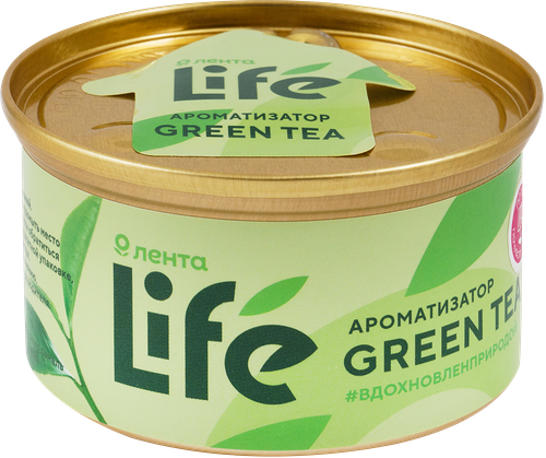 Ароматизатор автомобильный ЛЕНТА Life Green Tea, на торпеду, Арт. 10036