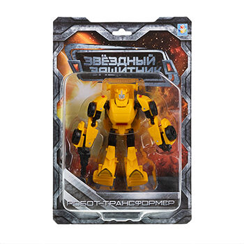 Игрушка 1Toy Звёздный защитник Робот-трансформер собирается в машину 13см блистер цвет желтый 3+, Китай