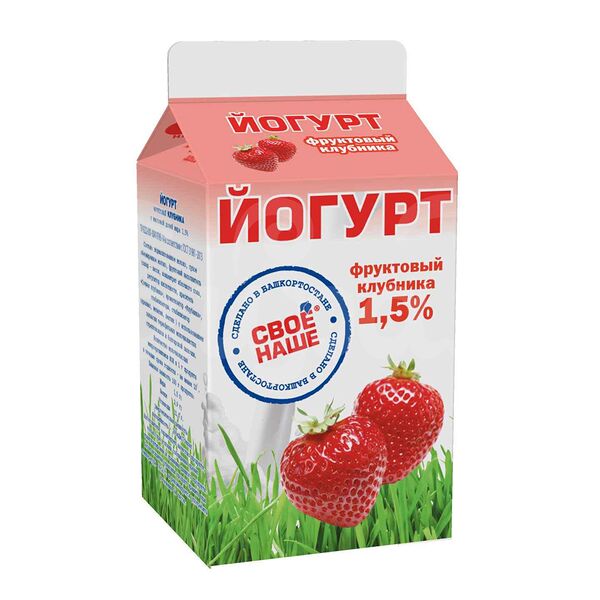 Йогурт Свое Наше 1.5% 500гр Клубника пюр-пак