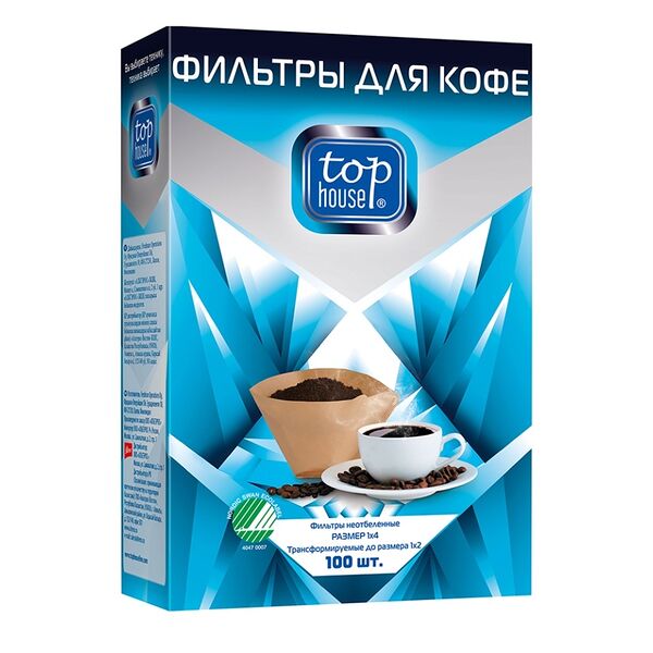 Фильтры Top House для кофе неотбеленные 1х4, 100 шт