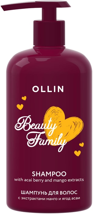 

Шампунь для волос Ollin Professional Beauty Family с экстрактами манго и ягод асаи 500 мл