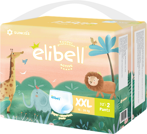 

Подгузники-трусики Elibell Active детские XXL 15–26 кг, 34шт.