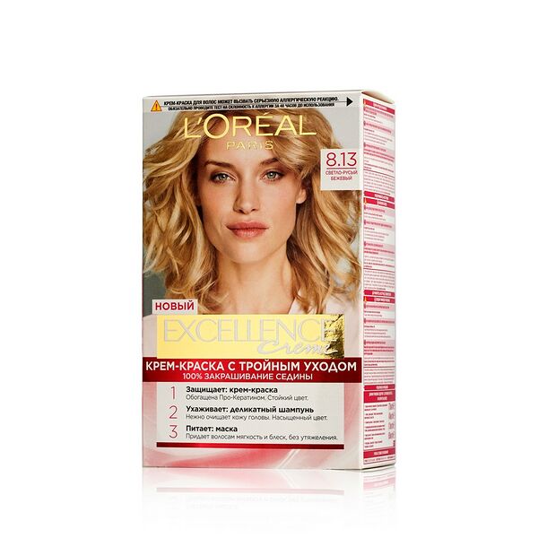 Стойкая крем-краска для волос Excellence, оттенок 8.13, Светло-русый бежевый, 192 мл