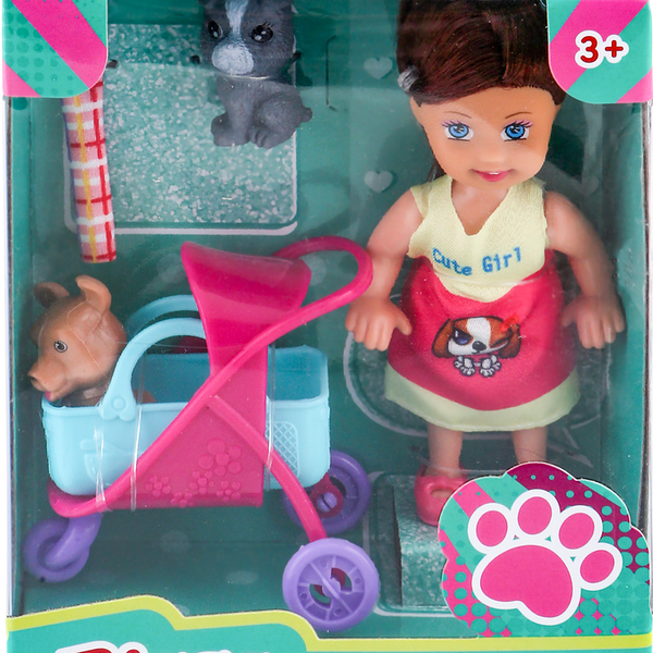 Набор игровой Bigga Кукла с домашними животными, 4 предмета