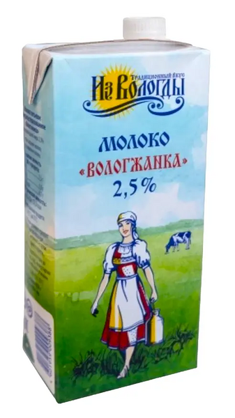 Молоко ультрапастеризованное Вологжанка, 2,5%, 925 мл