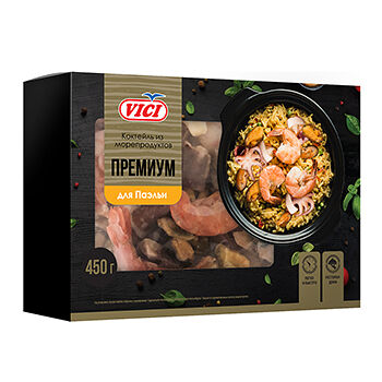 Коктейль Vici из морепродуктов мороженых и варено-мороженных для паэльи 450 г, Россия