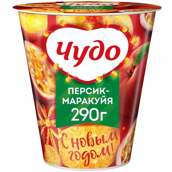 Йогурт Чудо персик-маракуйя 2%, 290г