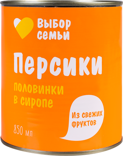 Персики Выбор Семьи половинки в сиропе 850 мл