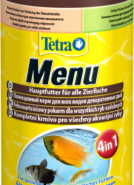 Корм для всех видов декоративных рыб Tetra Menu 4 вида хлопьев
