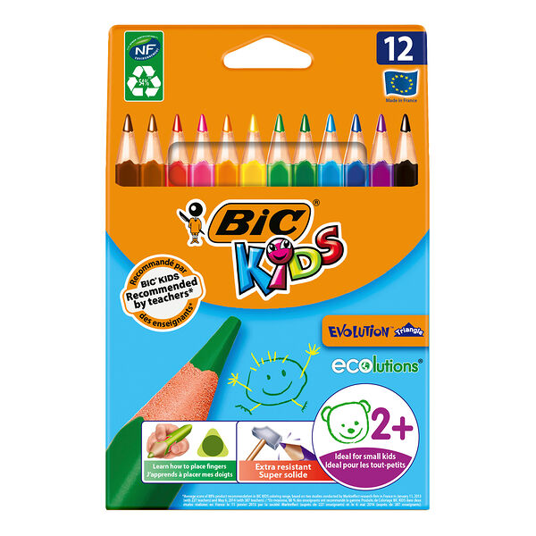 Карандаши цветные Bic Evolution triangle пластиковые 12 цветов