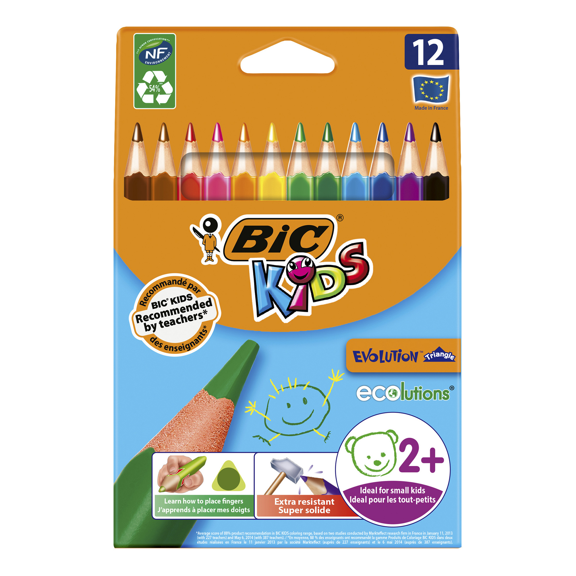 

Карандаши цветные Bic Evolution Triangle пластиковые 12 цветов дизайн упаковки в ассортименте