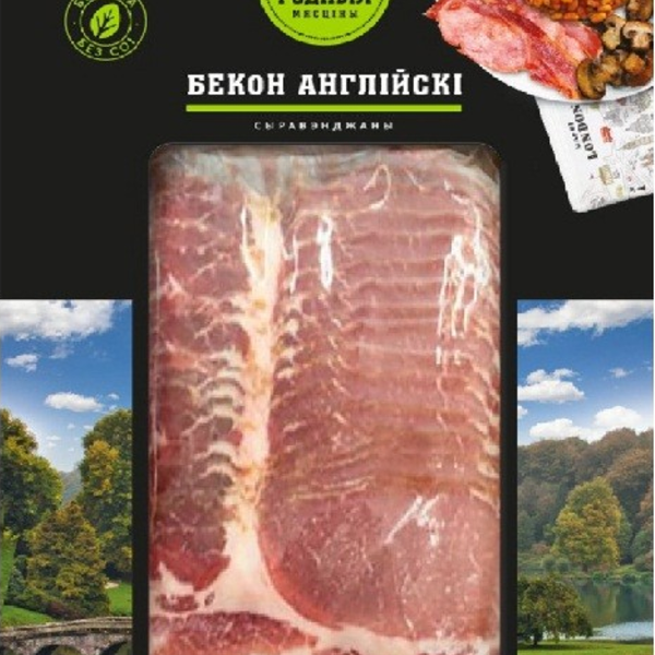 Бекон Англiйскi с/к прод из свин в/у нарезка 180г Дзержинский МК
