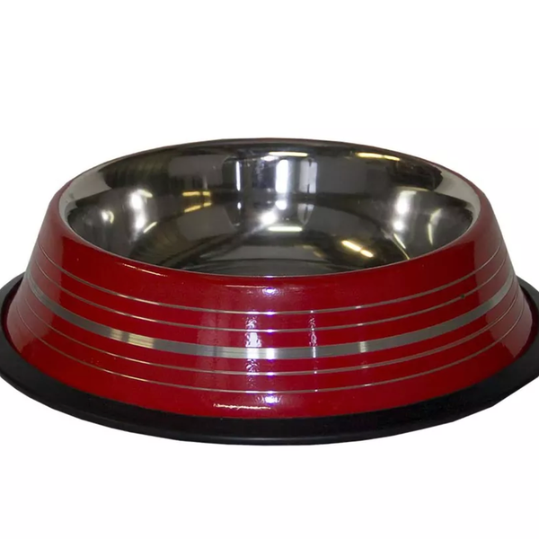 Миска для животных FOXIE Color Ribbed красная металлическая 13,7см 450мл