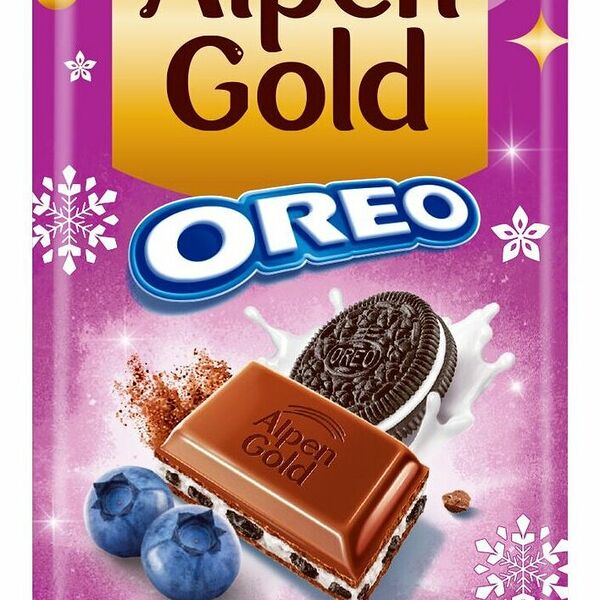 Шоколад Alpen Gold Черничная Поляна молочный с черничной начинкой и кусочками печенья Орео 85г