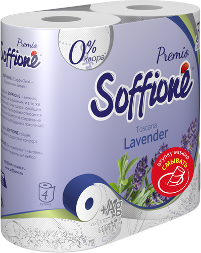 

Туалетная бумага Soffione Premio лаванда 3 слоя 4 рулона
