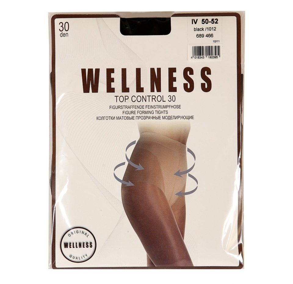 

Колготки Top Control, Wellness, цвет 1012 (чёрный), 30 den, размер 4, Германия