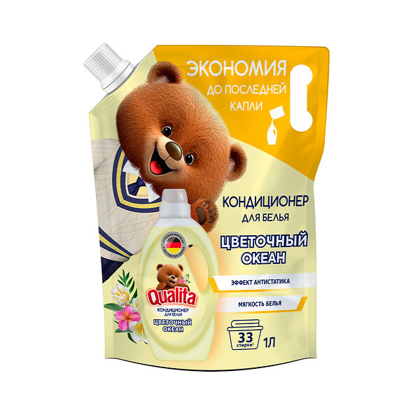 Кондиционер д/белья Flower fantasy дой-пак Qualita 1000мл КК/6