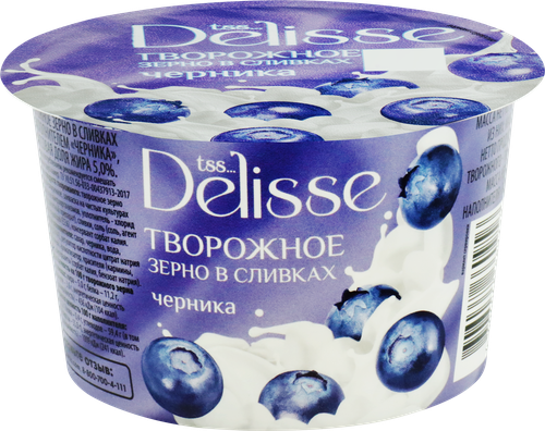 

Творожное зерно в сливках Delisse черника 5%, без змж, 130 г
