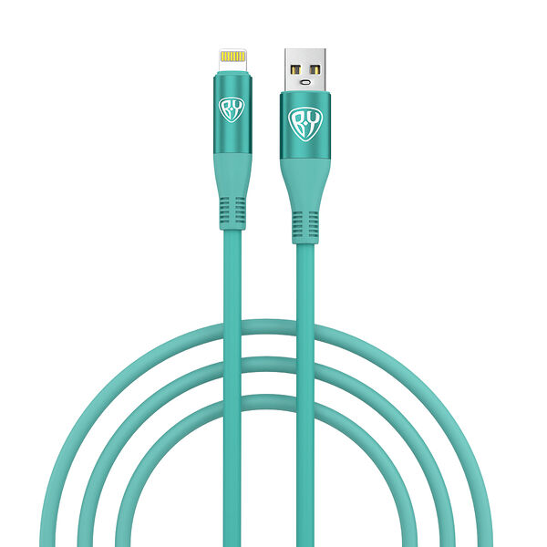 By кабель для зарядки flexi USB-ip, 1 м, 2.4а, быстрая зарядка, бирюзовый
