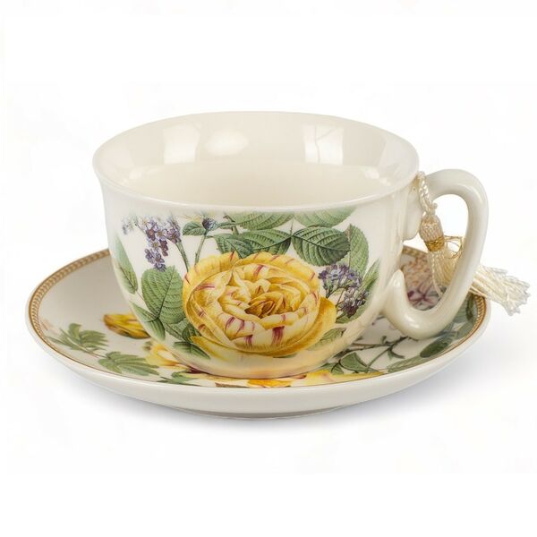 Пара чайная SIJ Желтые розы, 300 мл, фарфор