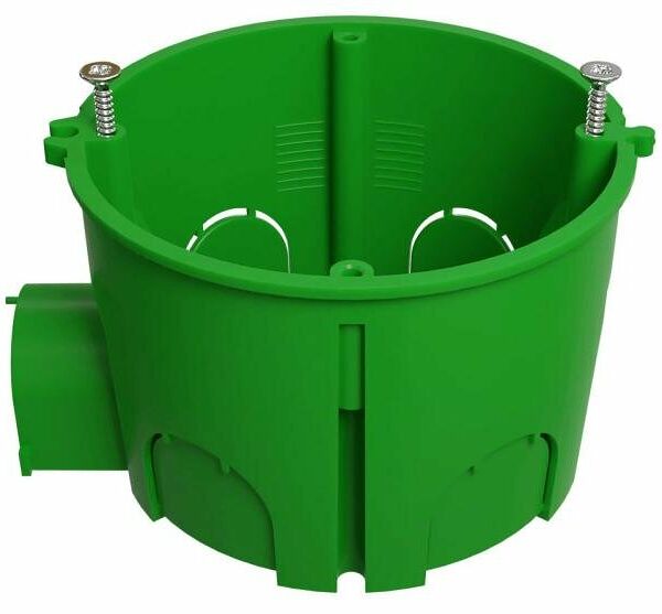 Коробка установочная Эра KUTS1-68-45 для твердых стен с саморезами один стыковочный узел IP20 зеленая, 68х45 мм