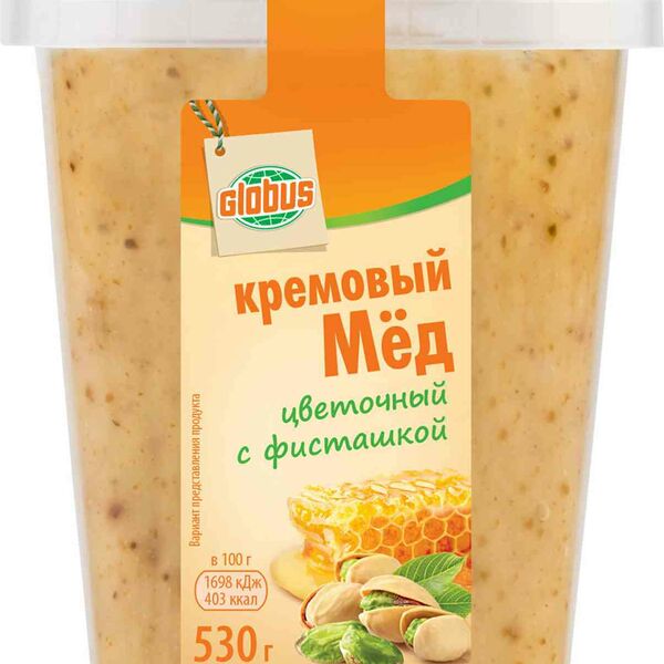 Мёд кремовый Глобус цветочный с фисташкой