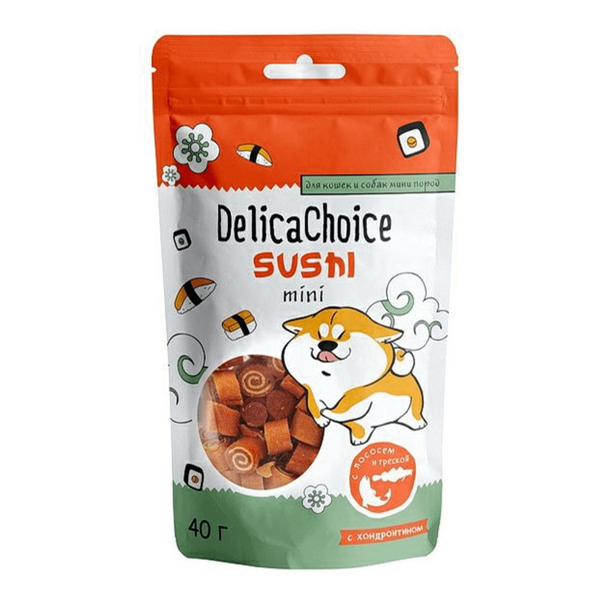 Лакомство DelicaChoice Суши-мини с лососем и треской для собак 40 г