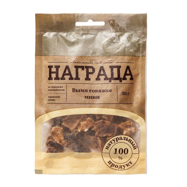 Лакомство для собак Награда вымя говяжье мини