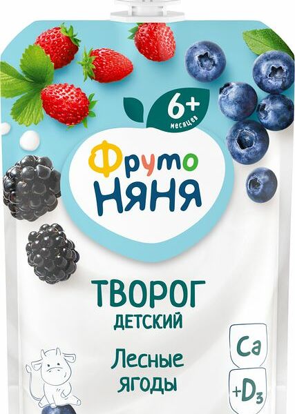 Творог ФрутоНяня с лесными ягодами обогащенный витамином D3 4.2% 90 г
