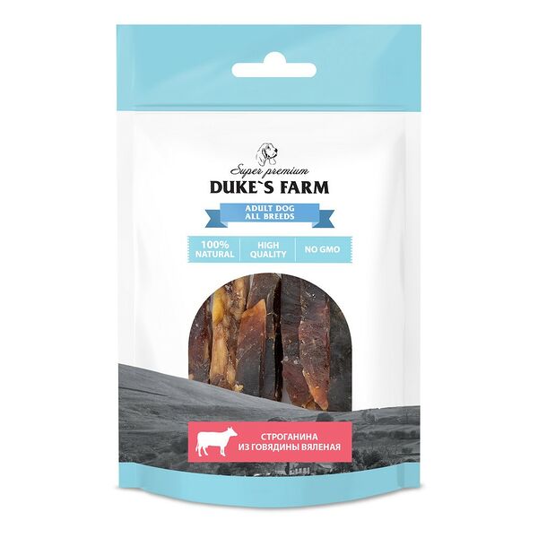 Лакомство для собак DUKE'S FARM Строганина из говядины вяленая 40г