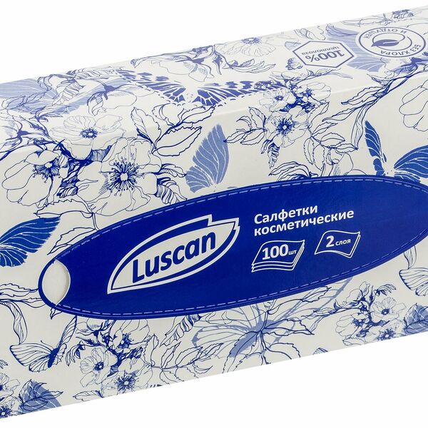 Салфетки косметические Luscan 2сл 100шт/уп белые