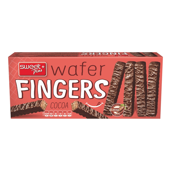 Пальчики Sweet Plus Wafer Fingers вафельные с какао-кремом в какао-молочной глазури, 160г