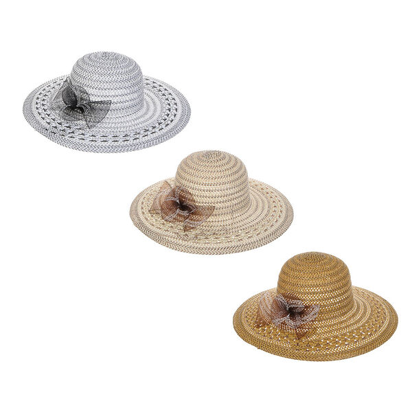 Galante шляпка женская дачная с декором, р-р 56, 100% целлюлоза, 3 цвета