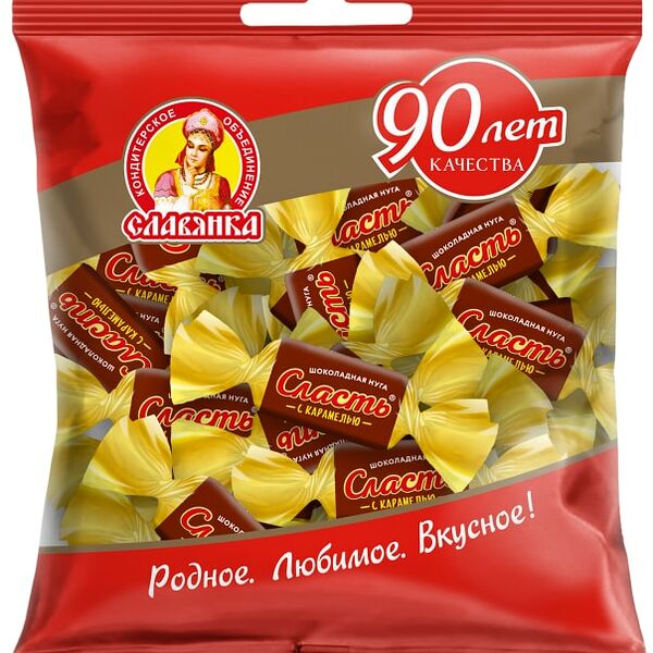 Конфеты Славянка Шоколадная нуга с карамелью 199г