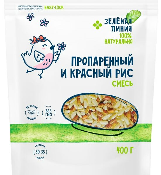Смесь Зеленая Линия Пропаренный и красный рис 400г
