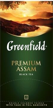 Чай черный GREENFIELD Премиум Ассам индийский байховый пак с/я вес 25*2г.