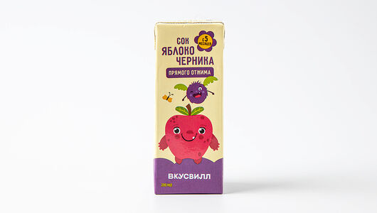 Сок детский яблоко-черника прямого отжима ВкусВилл