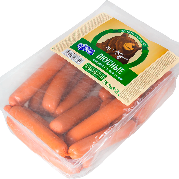Сосиски ПРОСТО ВЫГОДНО Вкусные подкопченные вес до 1.2 кг