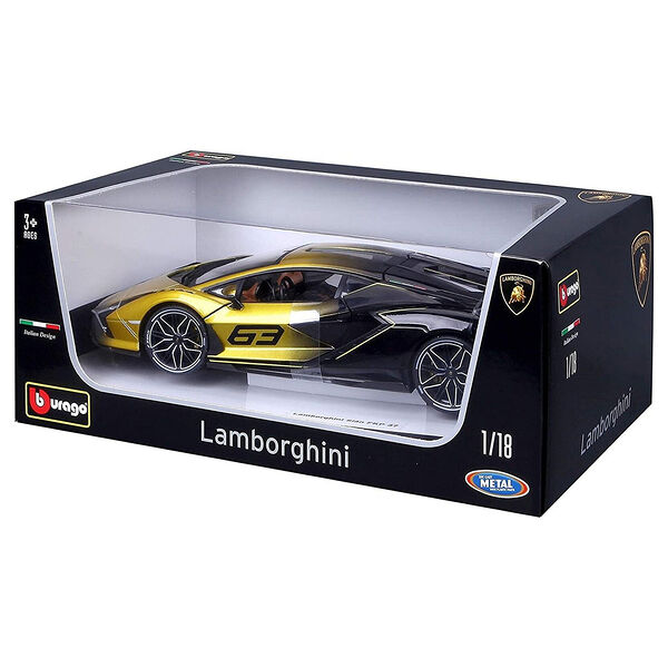 Машинка die-cast Lamborghini Sián FKP 37 1:18 двухцвет открывающ двери Bburago 18-11100