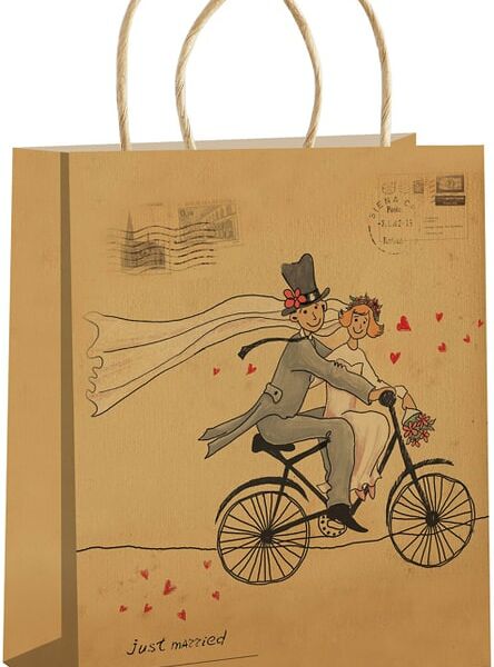 Подарочный пакет Veld Co Молодожены крафт 34*42*12см