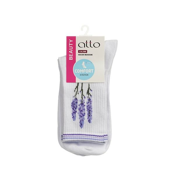 Женские носки Atto Beauty Лаванда, белые, р.23-25