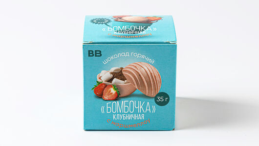 Шоколад горячий Бомбочка клубничная с маршмеллоу