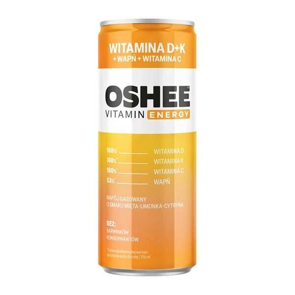 Напиток энергетический Oshee со вкусом мяты, лимона с витаминами и минералами газированный 250 мл
