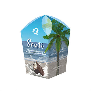 Конфеты Ноль грамм Senti кокосовые в шоколадной глазури 180г, Россия